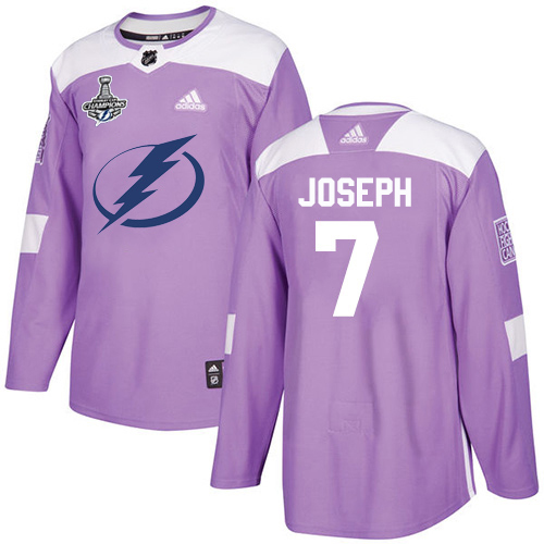 Adidas Tampa Bay Lightning #7 Mathieu Joseph Purple Authentic Fights Cancer Youth 2020 Stanley Cup Champions Stitched NHL Jersey->youth nhl jersey->Youth Jersey